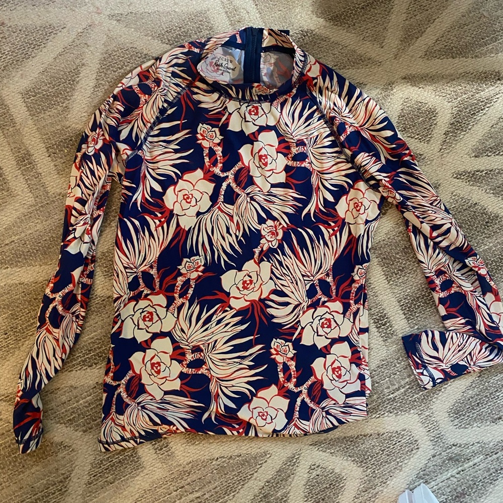 J. Crew Navy and Red Floral Rash Guard